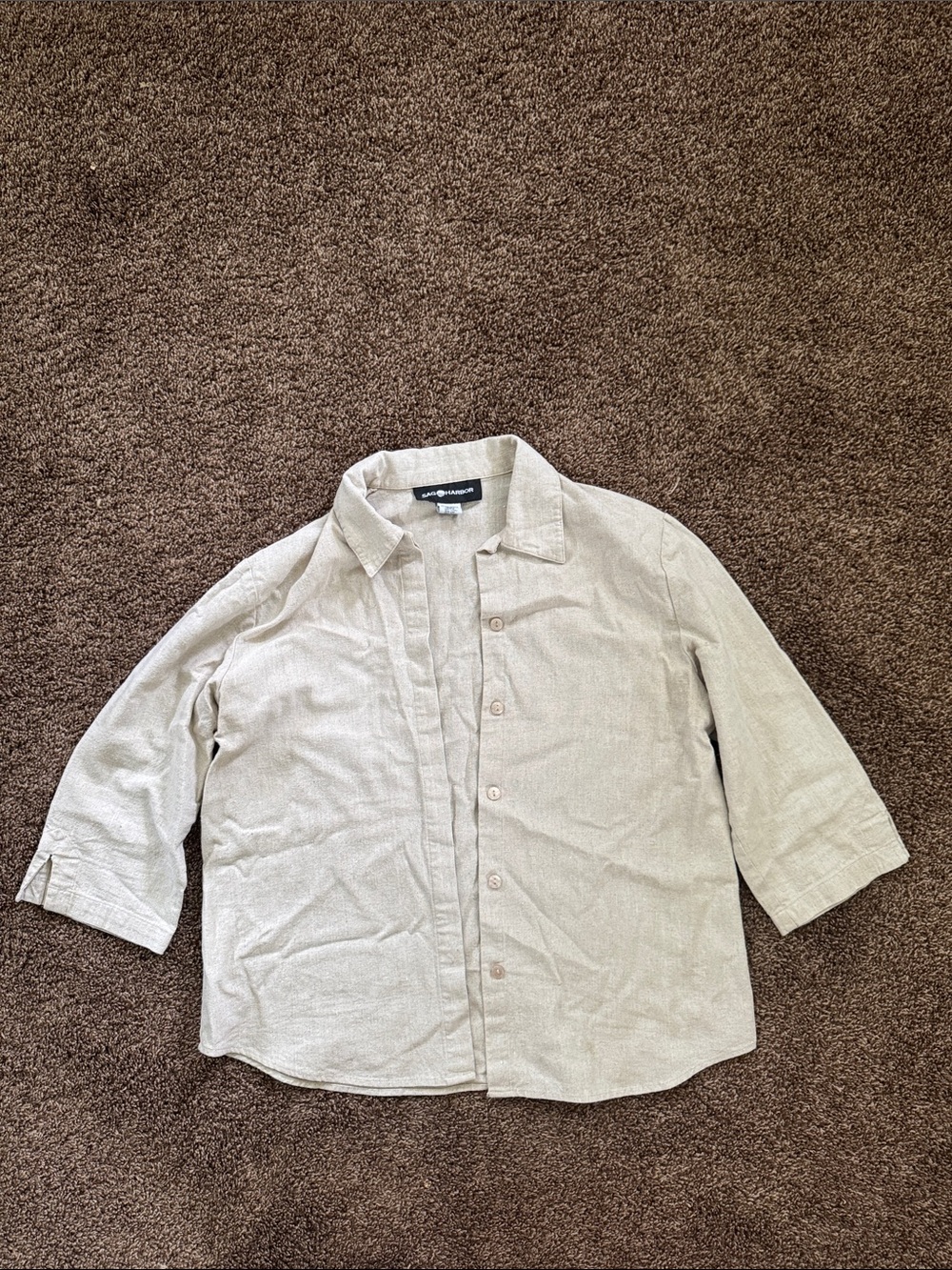 Sag Harbor linen blend 3/4 sleeve button down